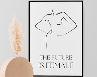 Feminist Female Line Art Print – Minimalist Wall Decor (Digital Download)