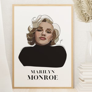 Marilyn Monroe Illustration Kunst Poster | Minimalistischer Kunstdruck | Kultige Hollywood Schauspielerin Illustration | SOFORTIGER DIGITALER DOWNLOAD