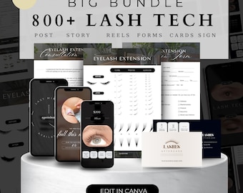 Lash Tech Instagram Templates: Extension Forms, Branding Kit (Digital Download)