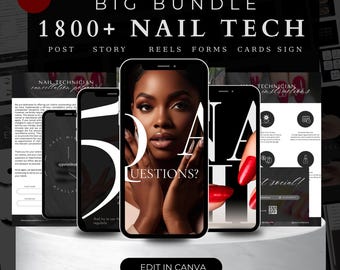 Nail Tech Social Media Templates: Instagram Posts, Consultation Form (Digital Download)