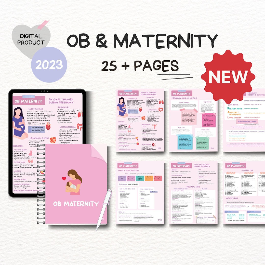 OB & Maternity Nursing Notes Template Bundle Nursing Student Etsy