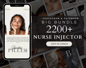 Nurse Injector Instagram Template: 2200+ Medspa Social Media Posts (CANVA)
