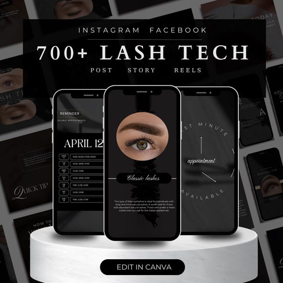 Lash Tech Instagram Template Post Story ,Facebook Lash Stylist templates , Lash Tech Branding kit |,Lash Extension Post ,Lash Tech