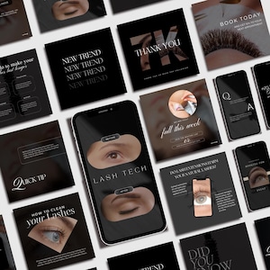 Lash Tech Instagram-mall för inlägg, Facebook-mallar för fransstylist, Lash Tech-varumärkesbyggande kit |, Fransförlängningsinlägg, Lash Tech bild 2
