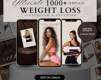 Semaglutide Weight Loss Instagram Templates: MedSpa Social Media (Canva Editable, Digital Download)