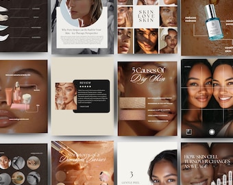 Esthetician Skincare Medspa Instagram  Bundle Post Templates,, Dermatology Templates, Skincare Stories Skincare Instagram