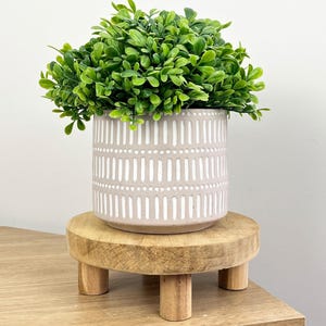 20cm Round Teak Wood Indoor Flower Plant Pot Holder Stand for Ornaments Display Home Pedestal Kitchen Countertop Table Top Riser