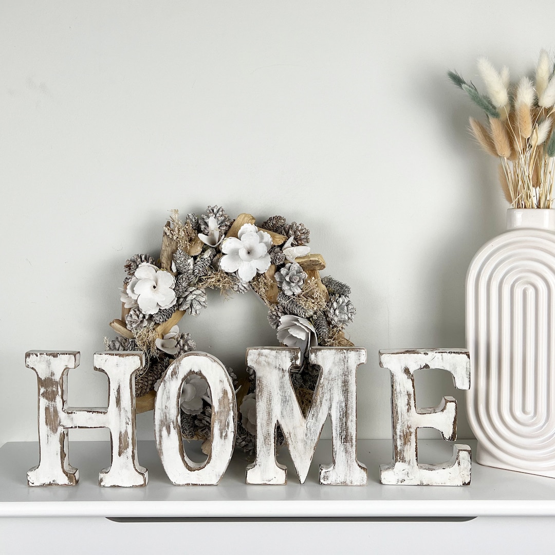 HOME Word Ornament Letters Sign Art Large Free Standing Vintage Rustic Decor Etsy UK