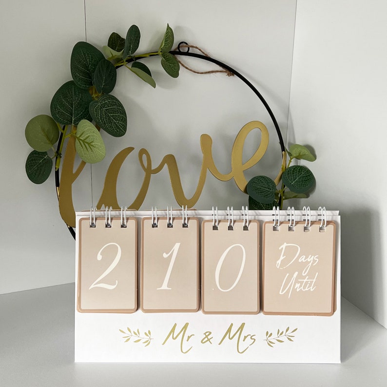 Wedding Countdown Calendar Engagement Gift Planning Organiser Desk Home Decor image 5