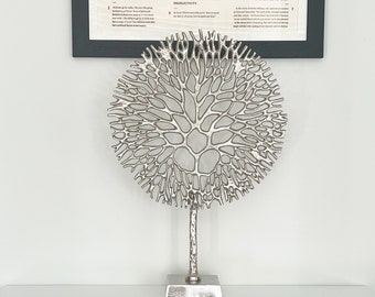 Large 52.5cm Silver Metal Coral Sculpture Abstract Art Ornament Nautical Bathroom Decor Tree of Life