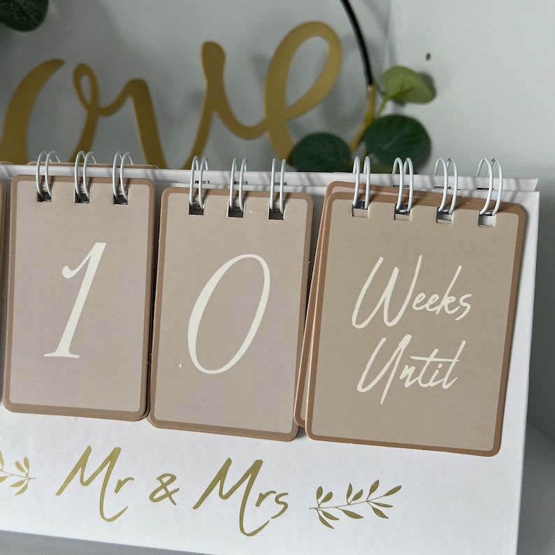 Wedding Countdown Calendar Engagement Gift Planning Organiser Desk Home Decor image 8