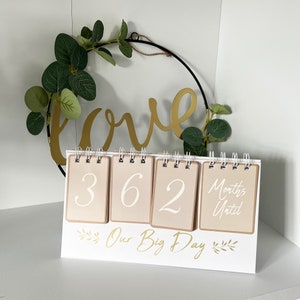 Calendario de cuenta regresiva para bodas, organizador de planificación de regalos de compromiso, decoración de escritorio y hogar.