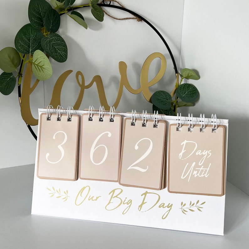 Wedding Countdown Calendar Engagement Gift Planning Organiser Desk Home Decor image 2