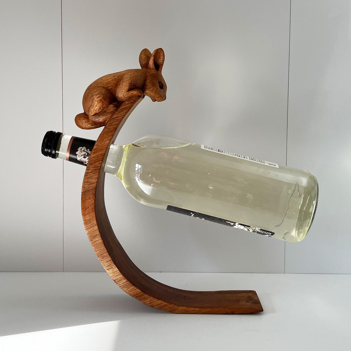 Wine Bottle Holder Novelty for Table Rabbit Wooden Rack Free Etsy UK