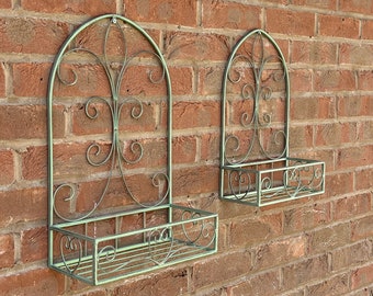 Outdoor Wall Mounted Planters Metal Plant Pot Holders Garden Shelves Decorative Fence Decor Patio Decking Art Gift