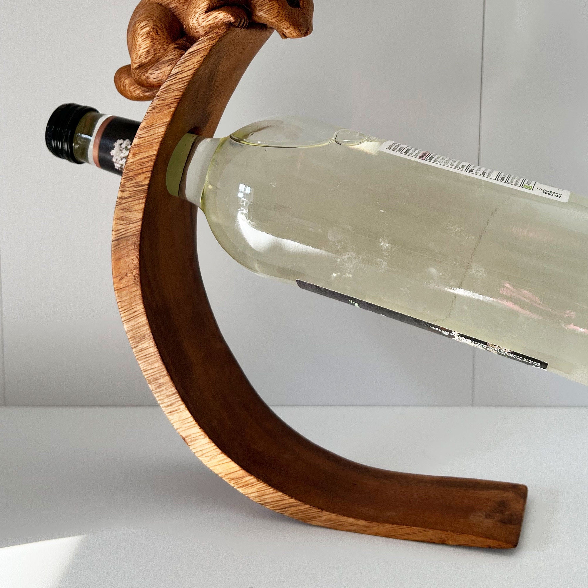 Wine Bottle Holder Novelty for Table Rabbit Wooden Rack Free Etsy UK