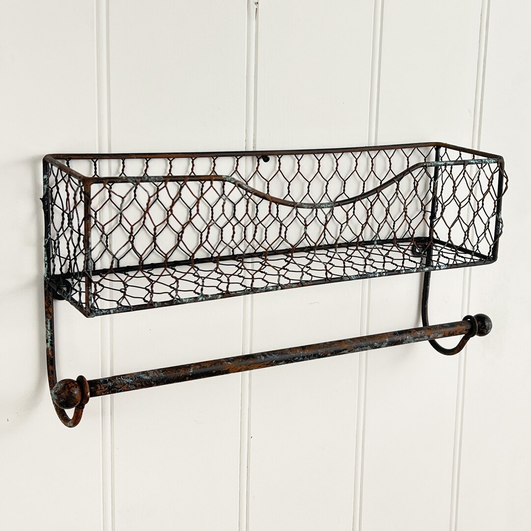 Wall Mounted Kitchen Towel Holder With Shelf Hanging Storage Unit Rail