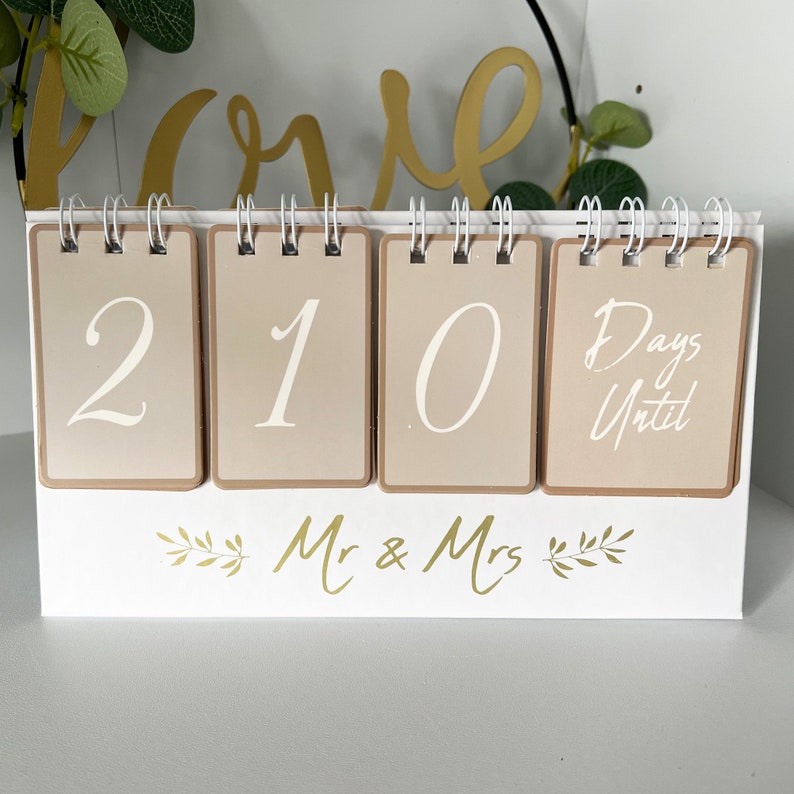 Wedding Countdown Calendar Engagement Gift Planning Organiser Desk Home Decor image 7