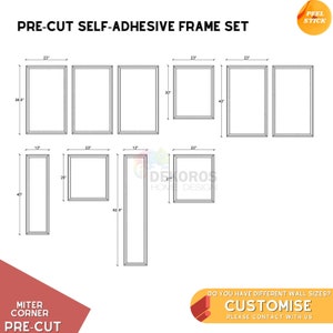 Pedido personalizado, kit de molduras de pared listo para montar, molduras de marco precortadas de 4 cm, revestimiento de madera de borde de 8 cm - Panel de media pared - Peel&Stick
