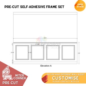 Pedido personalizado, kit de molduras de pared listas para ensamblar, molduras de marco precortadas de 4 cm, panel de media pared - Peel & Stick