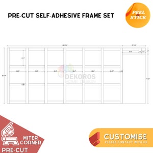 Commande à façon, kit de moulure murale prêt à assembler, lambris de moulures modernes prédécoupées de 6 cm - Panneau mural résistant - Revêtement autocollant