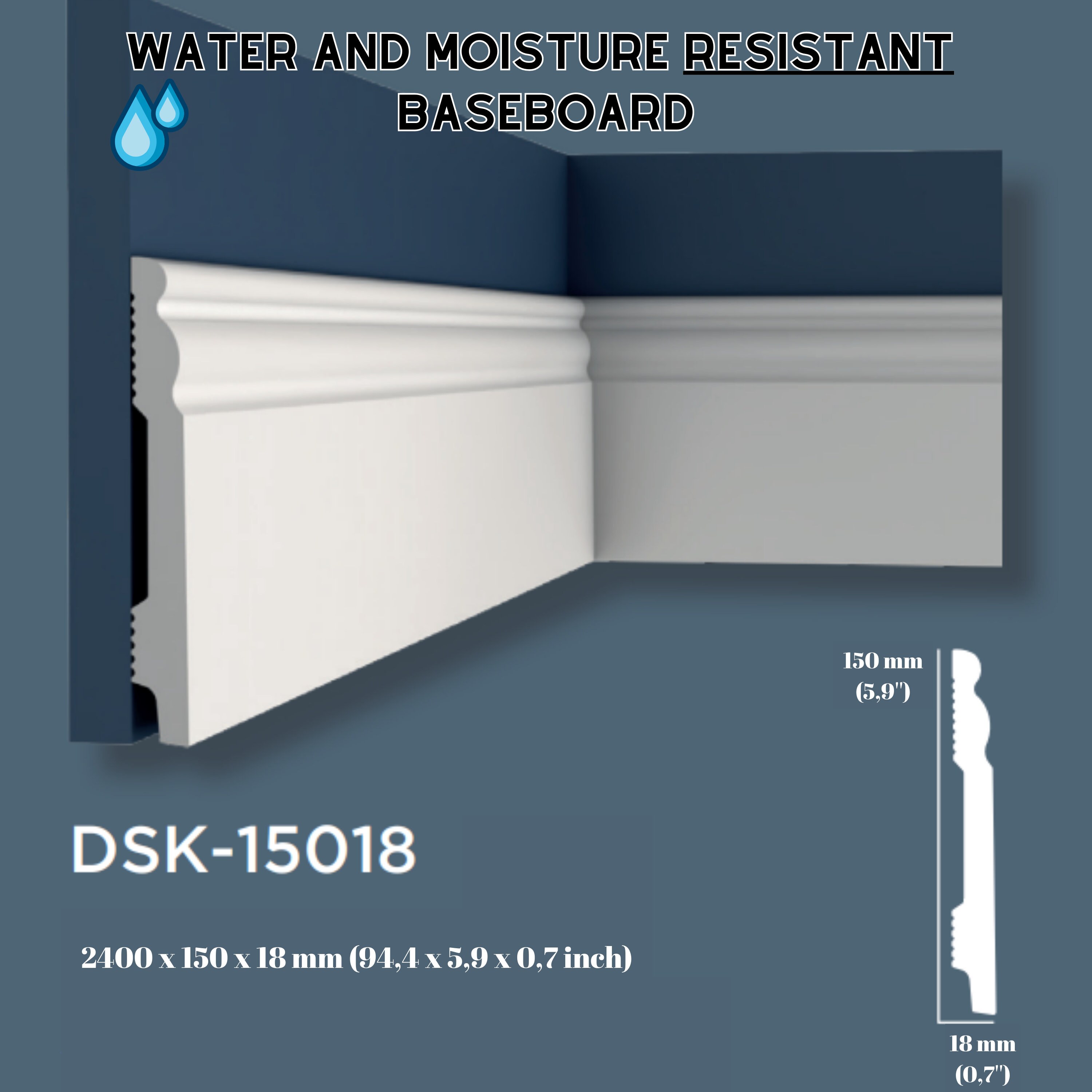 Baseboard Molding: One Package is 8 Boards (1920 Cm/756'') - Waterproof ...
