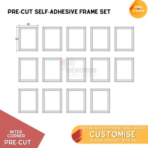 Pedido personalizado, kit de molduras de pared listo para montar, molduras de marco precortadas de 4 cm, revestimiento de madera de borde de 8 cm - Panel de media pared - Peel&Stick