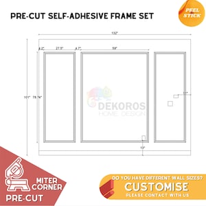 Pedido personalizado, kit de molduras de pared listo para ensamblar, molduras de marco precortadas de 4 cm, revestimiento de madera de borde de 8 cm, panel de media pared, Peel&Stick,