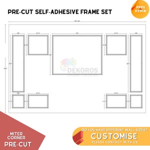 Commande personnalisée, kit de moulure murale, planche et latte, moulures de cadre prédécoupées de 4 cm, lambris de bordure de 8 cm - garniture murale autocollante
