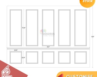 Specialdesign - Vägglistkit, Förskuren panellistkit - Självhäftande list, Motståndskraftig halvväggpanel - Övermålningsbar hallvägglist