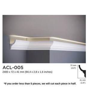 Crown Moulding with Led Duct, Each Pieces  White Lowes Crown Moulding, Cornice Molding (Light not Included)