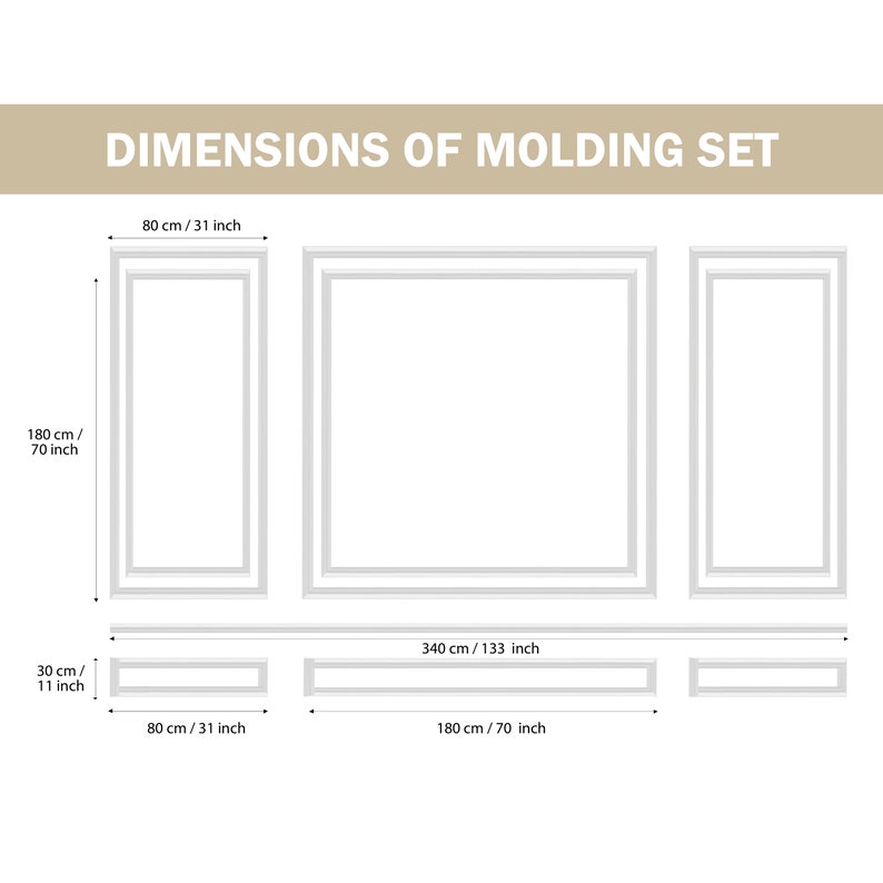 4 Cm Mouldings Kit - Pre-cut Wall Molding Panels - Paintable White Wall ...