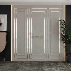 Shiny Silver Wall Molding, Silver Wall Molding Kit, Shiny Wall Moldings, Damage Resistant, Peel and Stick Moldings, Customisable Wall