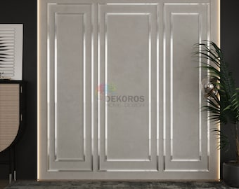 Shiny Silver Wall Molding, Silver Wall Molding Kit, Shiny Wall Moldings, Damage Resistant, Peel and Stick Moldings, Customisable Wall