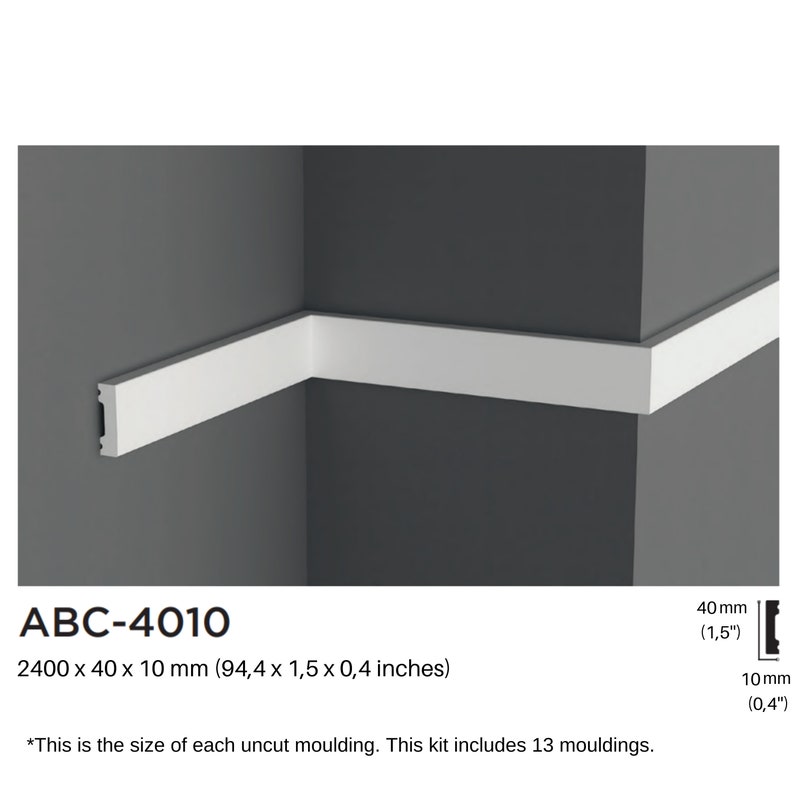 Abc Molding Ready Assemble Wall Molding Kit, Pre-cut 4 Cm(3,9'') Modern Mouldings ...