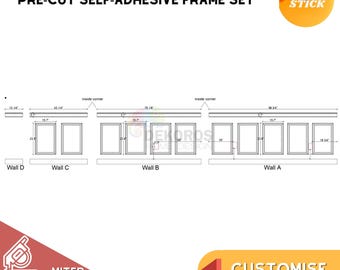 Custom Order,Ready Assemble Wall Molding Kit, Pre-Cut 4cm Frame Mouldings 8cm Border Wainscoting - Half Wall Panel - Customisable Wall