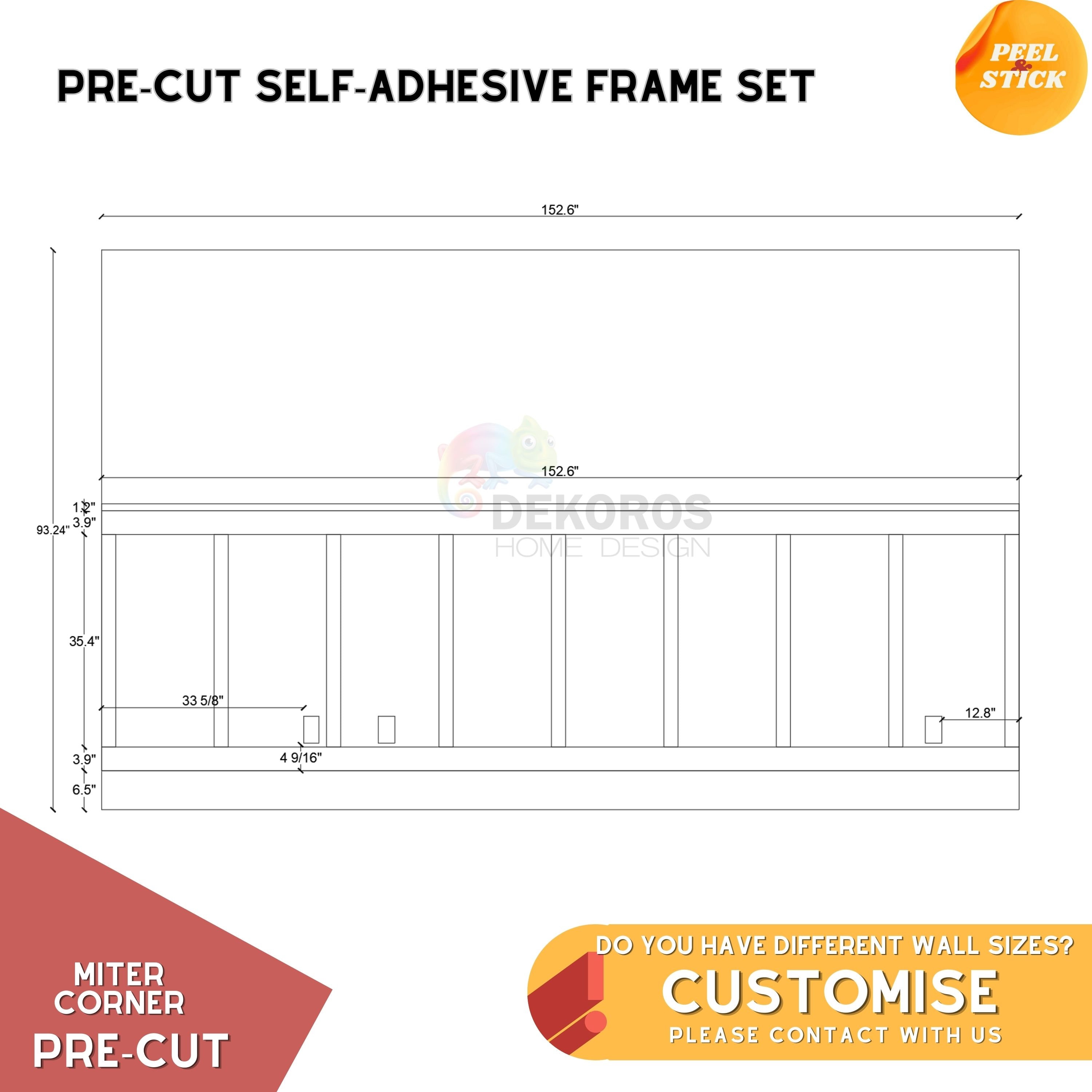 Custom Order, Wall Molding Kit, Pre-cut Wainscoting Kit - Peel and ...