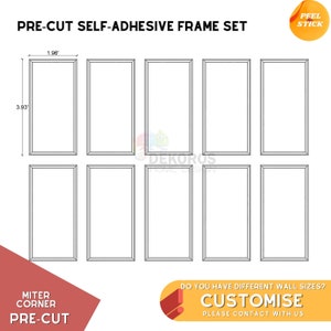 Pedido personalizado, kit de molduras de pared listas para ensamblar, molduras de marco precortadas de 4 cm, panel de media pared, despegable y adhesivo