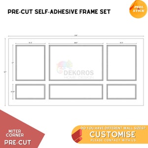 Pedido personalizado, kit de molduras de pared listo para ensamblar, molduras de marco precortadas de 4 cm, revestimiento de madera de borde de 8 cm, panel de media pared, Peel&Stick,