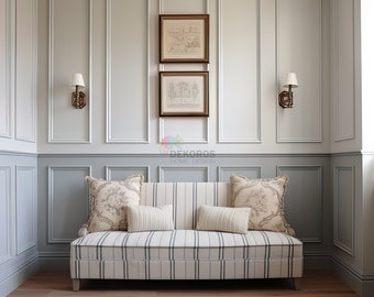 Board and Batten Kit, Pre-Cut 4cm Frame Mouldings and Border Wainscoting, Wall Molding Kit - Peel and Stick Trim, Paintable Customisable