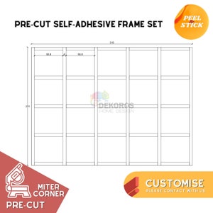 Custom Order - Wall Molding Kit, Pre-Cut 6 cm Modern Mouldings Wainscoting - Resistant Wall Panel - Peel&Stick, Customisable Wall Covering