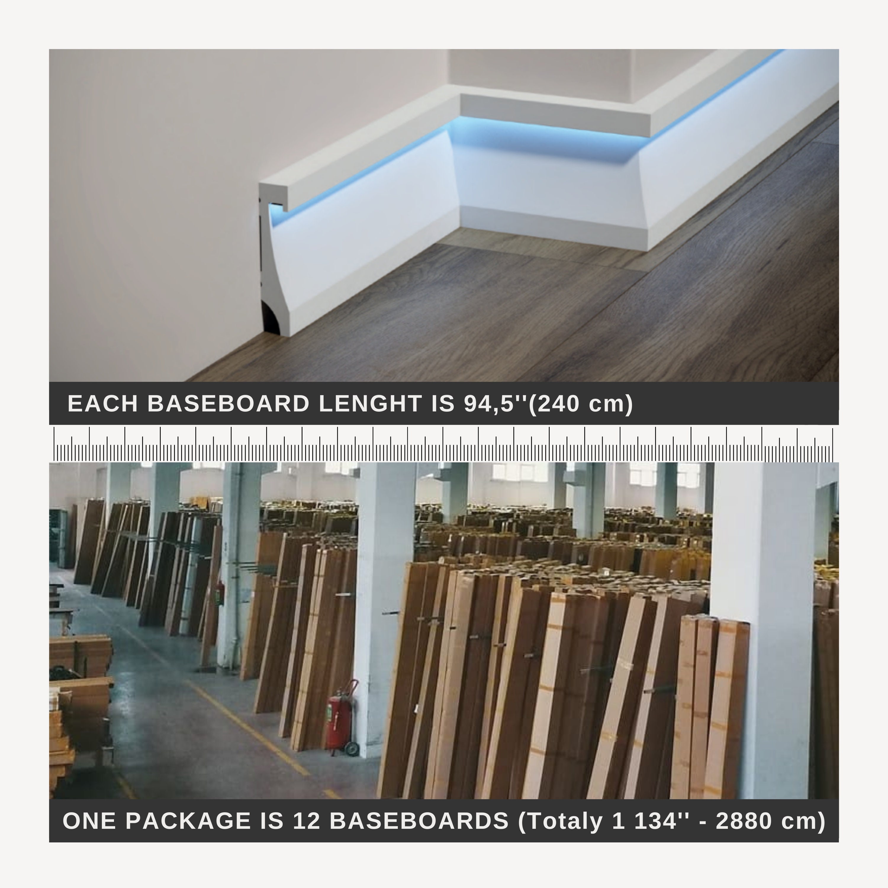 Led Floor Light Molding Baseboard, accent wall molding, flat skirting board(All taxes for all countries are included and no tarriffs for US Led Floor Light Molding Baseboard, accent wall molding, flat skirting board(All taxes for all countries are included and no tarriffs for US
