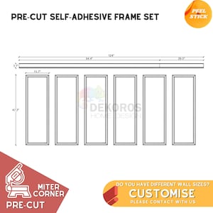 Commande personnalisée, kit de moulure murale, planche et latte, moulures de cadre prédécoupées de 4 cm, lambris de bordure de 8 cm - garniture murale autocollante,