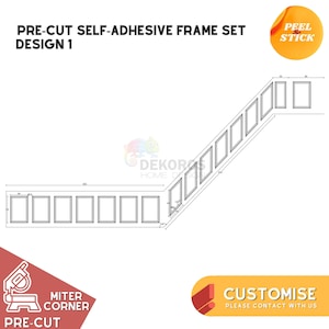 Kit de molduras de pared premontadas, precortadas de 4 cm, para revestimiento de paredes, panel de media pared, autoadhesivo.