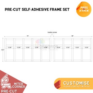 Commande à façon, kit de moulure murale prêt à assembler, lambris de moulures modernes prédécoupées de 6 cm - Panneau mural résistant - Revêtement autocollant