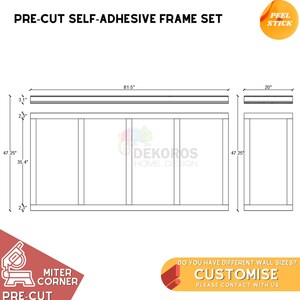 Op maat gemaakte, kant-en-klare muurlijst, voorgesneden 6 cm moderne lijstwerk lambrisering - resistent half wandpaneel - afpellen