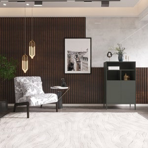 Dark Wood Wall Wainscoting, Decorative Cladding, Modern Wood Wall Paneling , Wall Covering, Water, Damage Resistant, Practical Installation