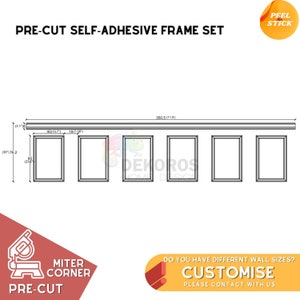 Pedido personalizado, kit de molduras de pared listo para montar, molduras de marco precortadas de 4 cm, revestimiento de madera de borde de 8 cm - Panel de media pared - Peel&Stick