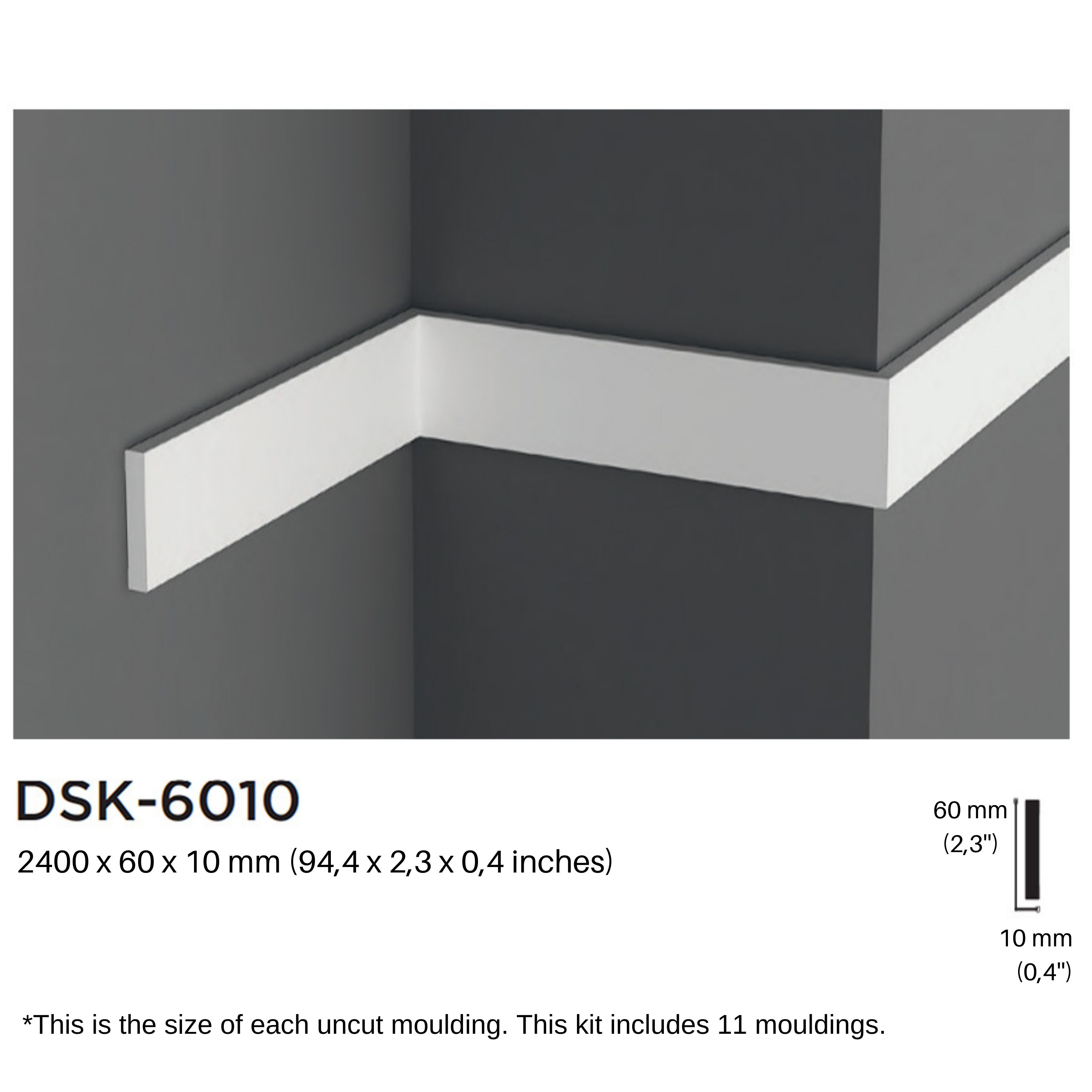 Ready Assemble Wall Molding Kit, Precut 6 Cm Modern Mouldings