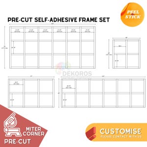 Commande personnalisée - Kit de moulures murales prêt à assembler, prédécoupé, 6 cm Modern Mouldings lambris - Panneau mural résistant - Pellicule adhésive, personnalisable